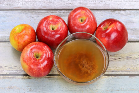 Raw, unfiltered organic apple cider vinegar with mother enzymes